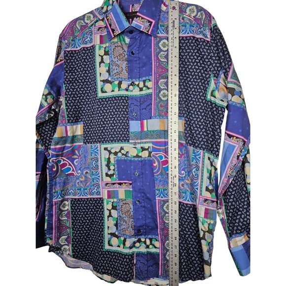 Etro Milano Floral Shirt Abstracto AOP Algodón L/S Hombre Botón Frontal Talla 43 - Picture 3 of 8